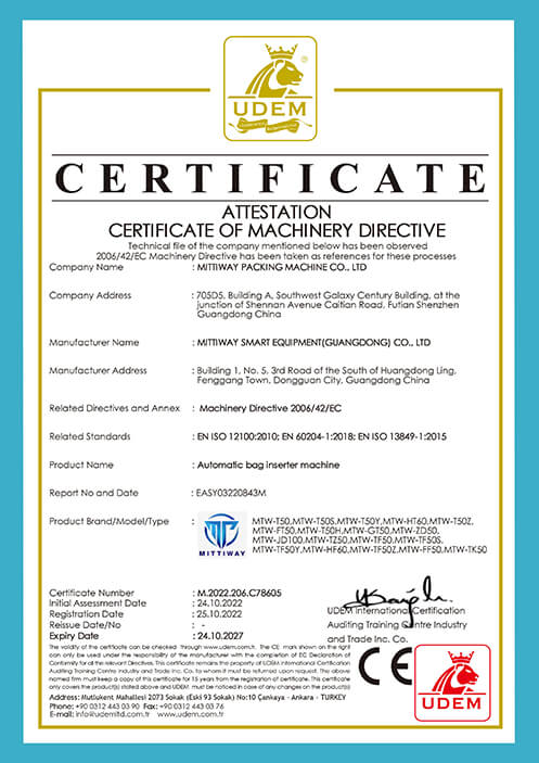 Mittiway Packing Machine Certificates 2